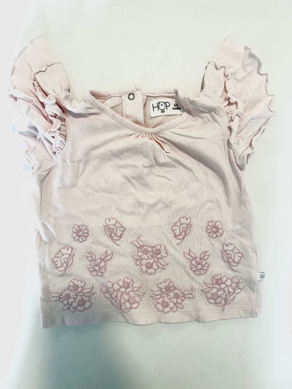 Pink Floral Ruffle Sleeve Shirt Baby Girl 6–9 Months